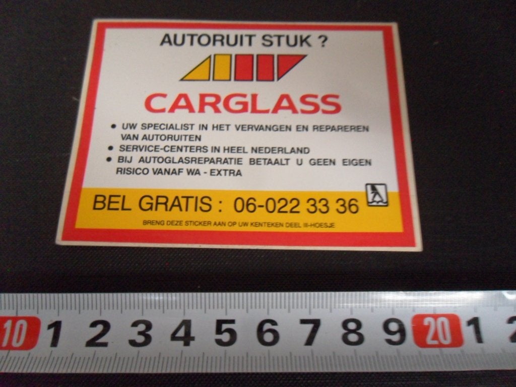 sticker CARGLASS Autoruit stuk ?  LH190, Verzamelen, Stickers, Ophalen of Verzenden, Zo goed als nieuw