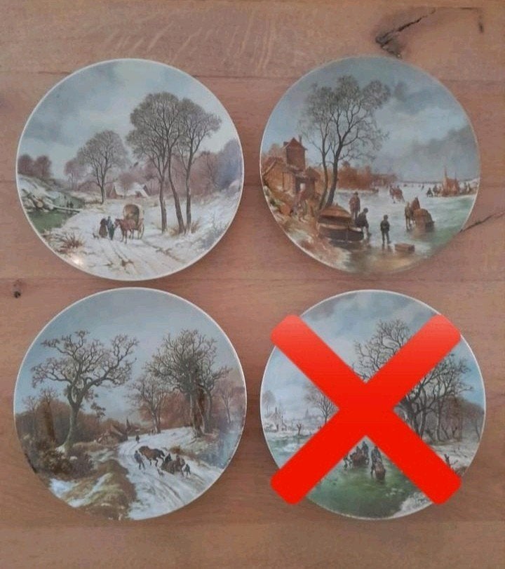 Set van 3 Winterlandschap Sierborden - Decoratief, Antiek en Kunst, Ophalen