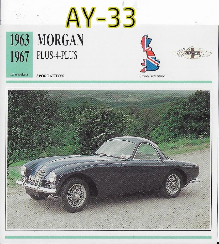 Ay-33 autokaart - morgan plus - 4 - plus1963 / 1967, Ophalen of Verzenden, Zo goed als nieuw, Auto's