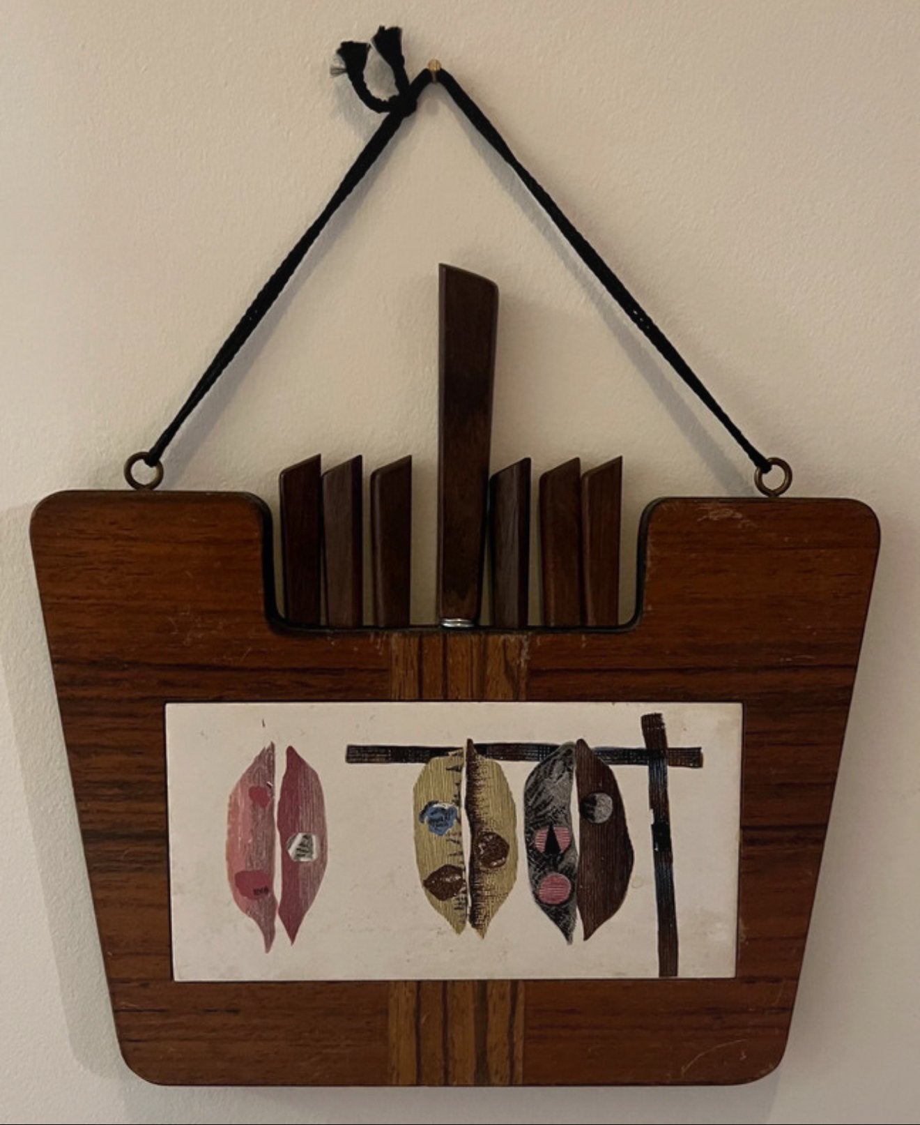 Vintage Teakhouten Kaasplankje met vorkjes en mesjes, Ophalen of Verzenden, Huis en Inrichting