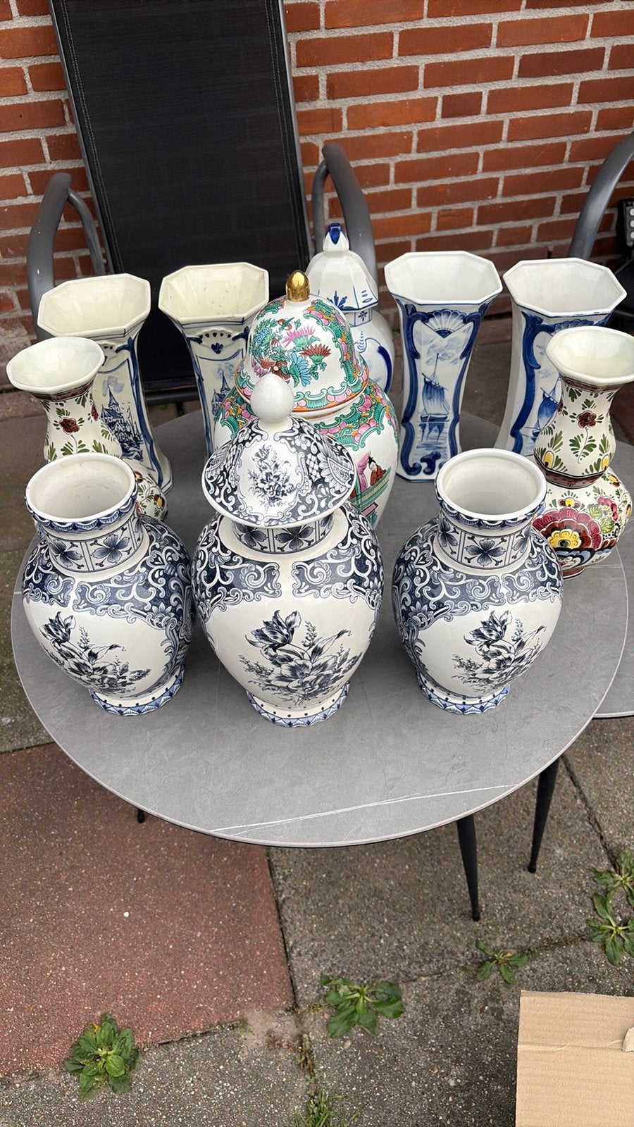 Diverse collectie Delfts Blauw en polychrome vazen, Ophalen of Verzenden