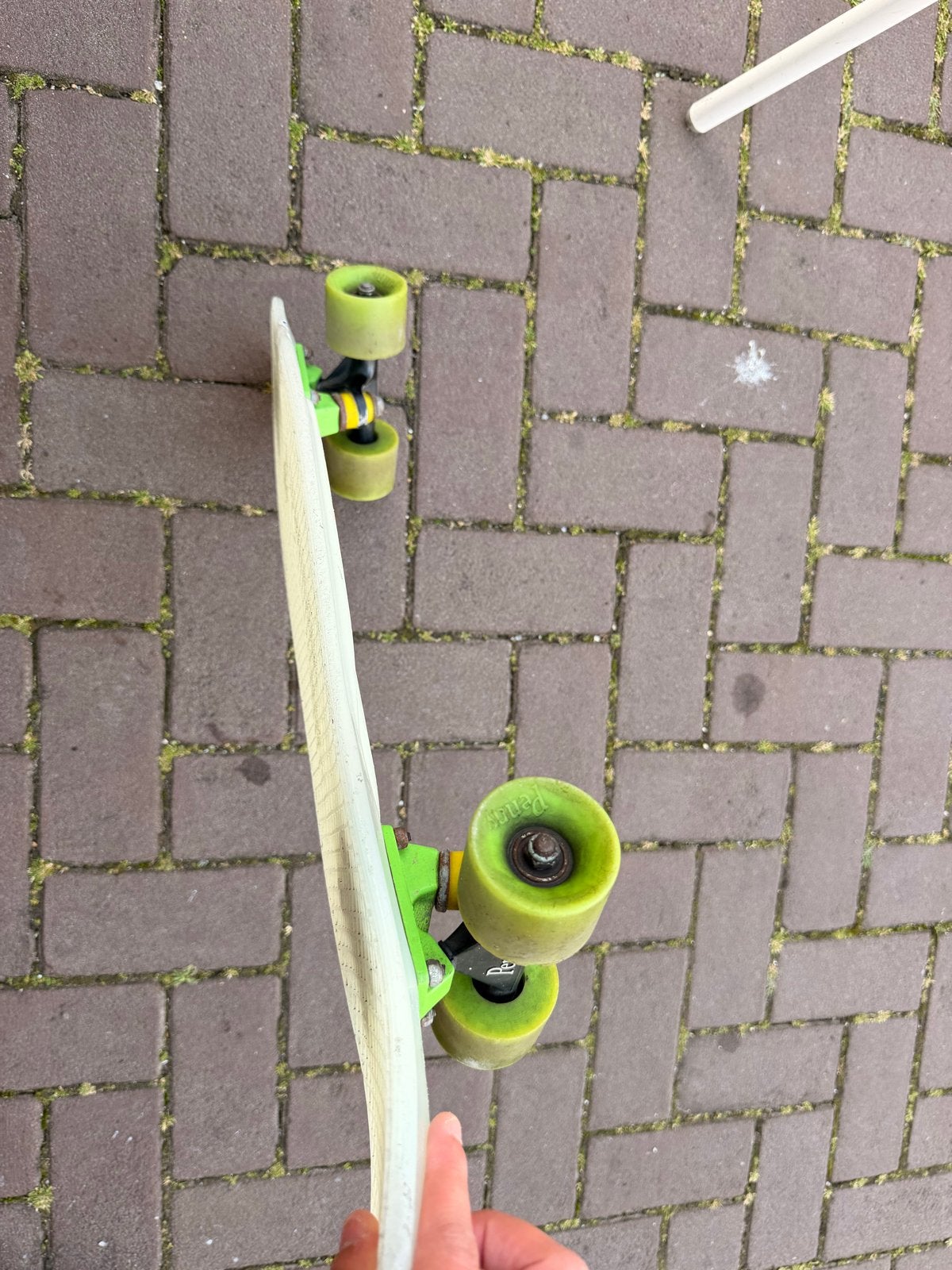 Penny Skateboard - Wit met Groene Wielen, Sport en Fitness, Ophalen of Verzenden, Gebruikt, Skateboard