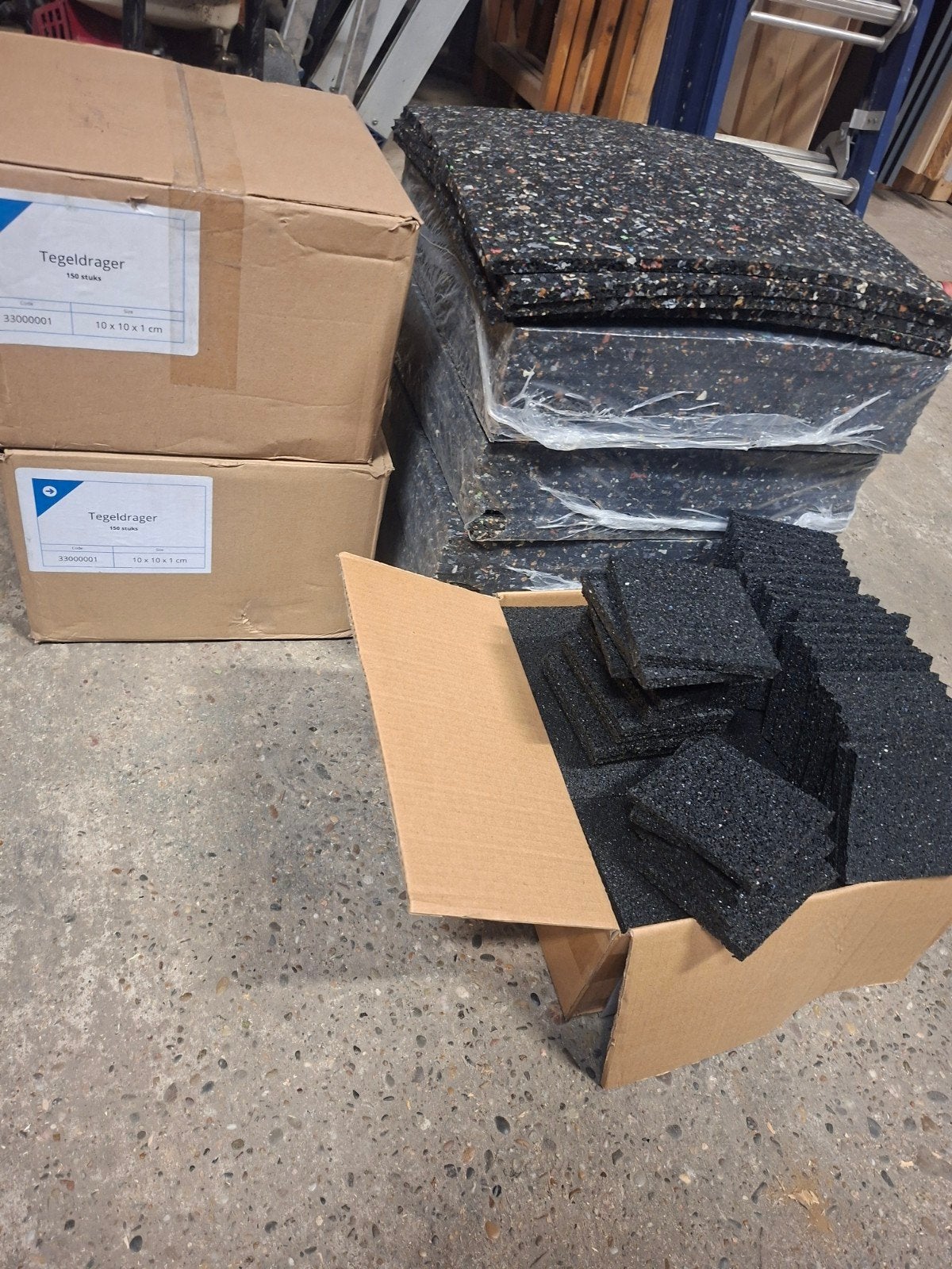 rubberen tegeldragers 10x10x1cm, 1000 stuks, Ophalen, Minder dan 20 cm, 10 m² of meer, Vloertegels