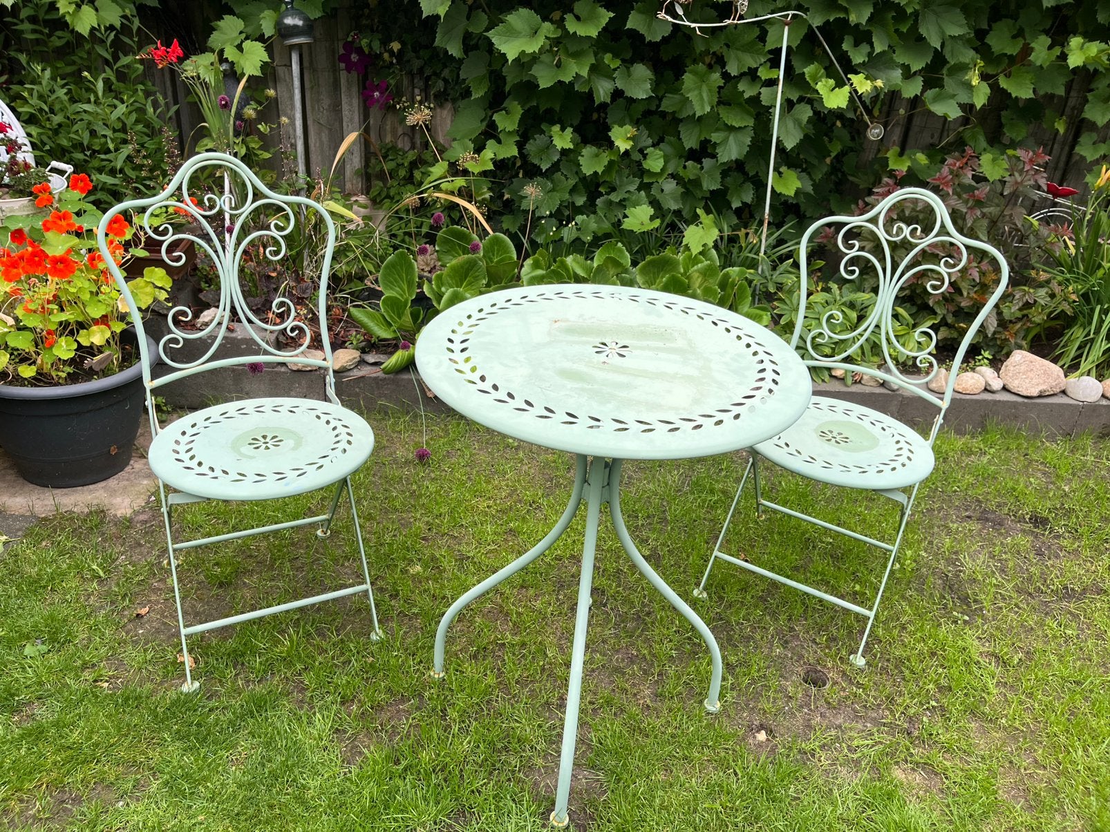 Bistroset - metaal, Ophalen of Verzenden, Zo goed als nieuw, Overige materialen, 2 zitplaatsen