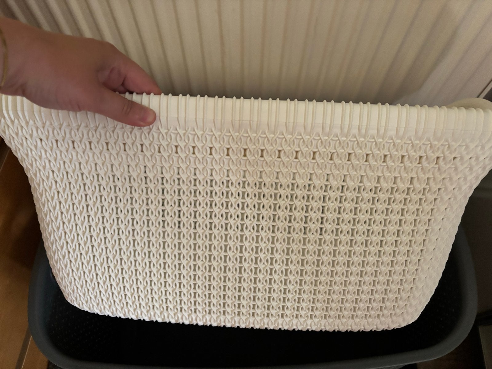 Witte wasmand van curver kunststof knit, Ophalen, Zo goed als nieuw, Wit, Kunststof