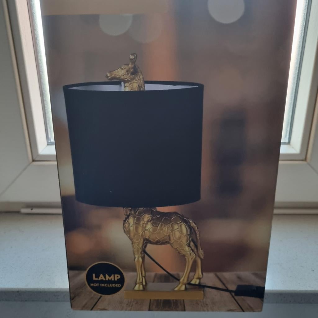 Gouden Giraffe Lamp met Zwarte Kap - Nieuw in Doos, Ophalen of Verzenden