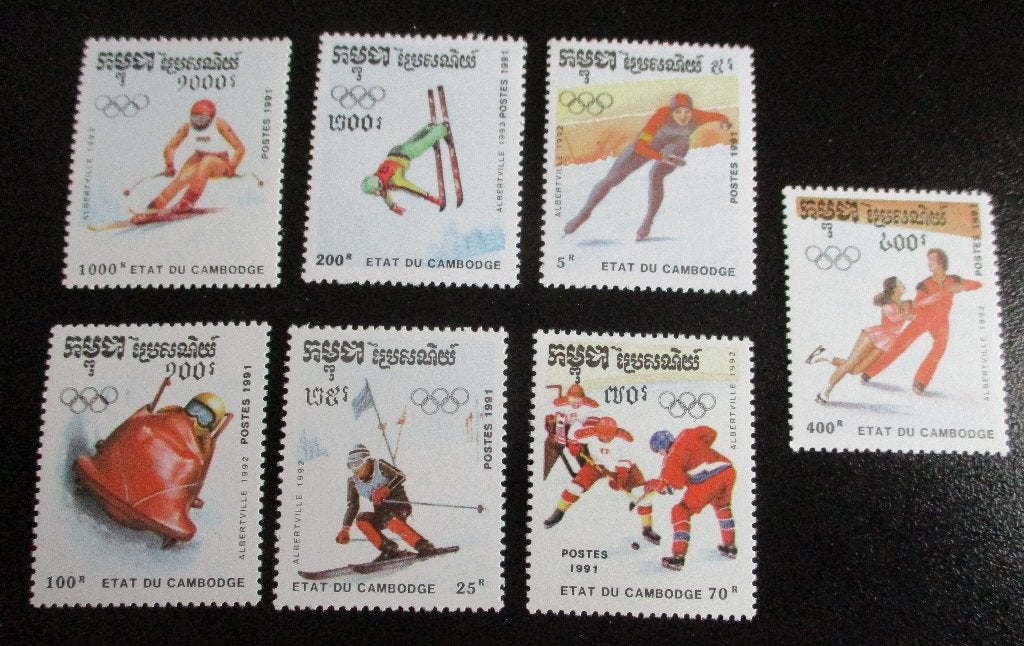 Cambodja, serie Olympische Winterspelen 1992, Verzenden, Postfris, Sport