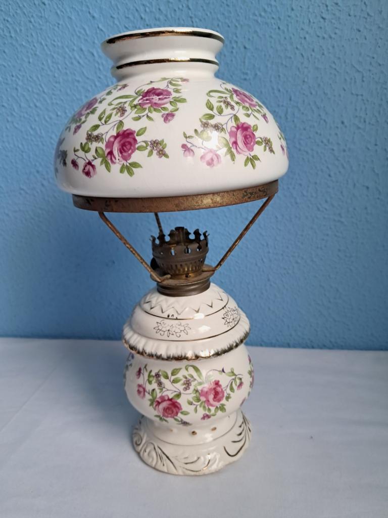 Mini vintage porseleinen olielamp., Ophalen of Verzenden