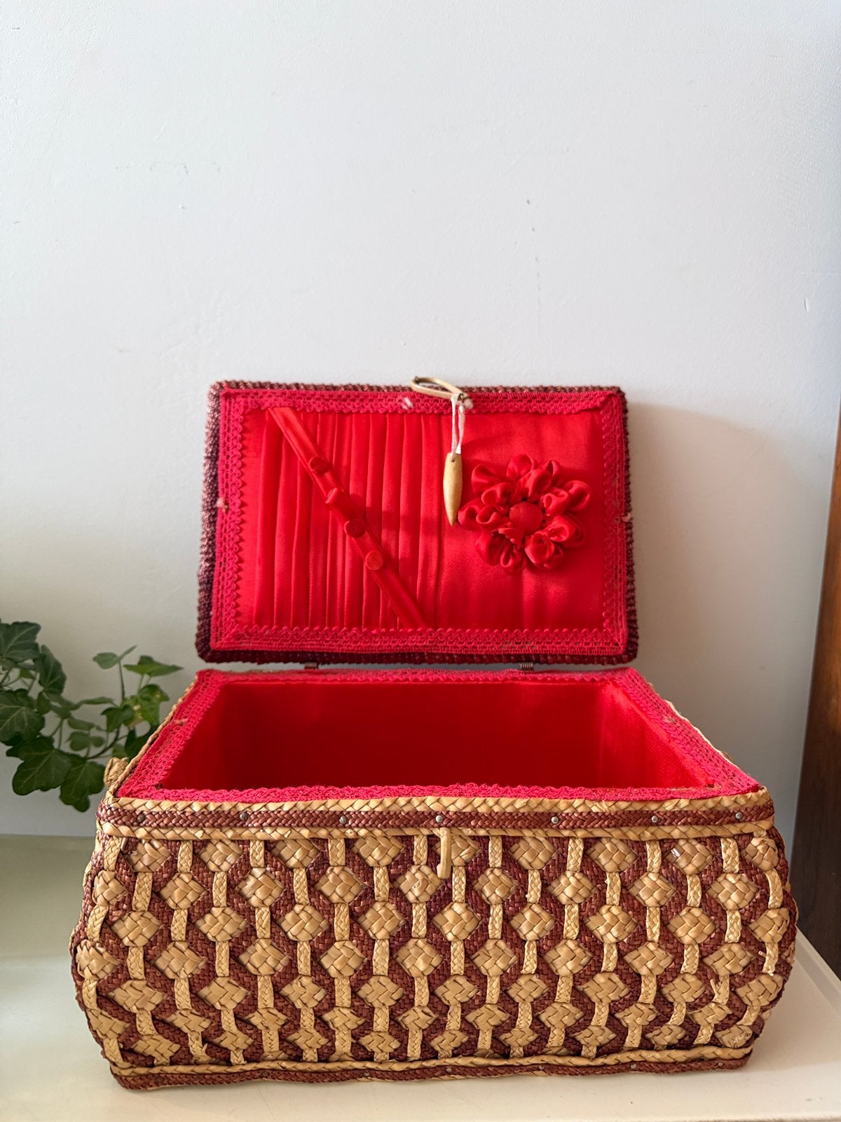 Vintage rieten opbergmand, Ophalen of Verzenden