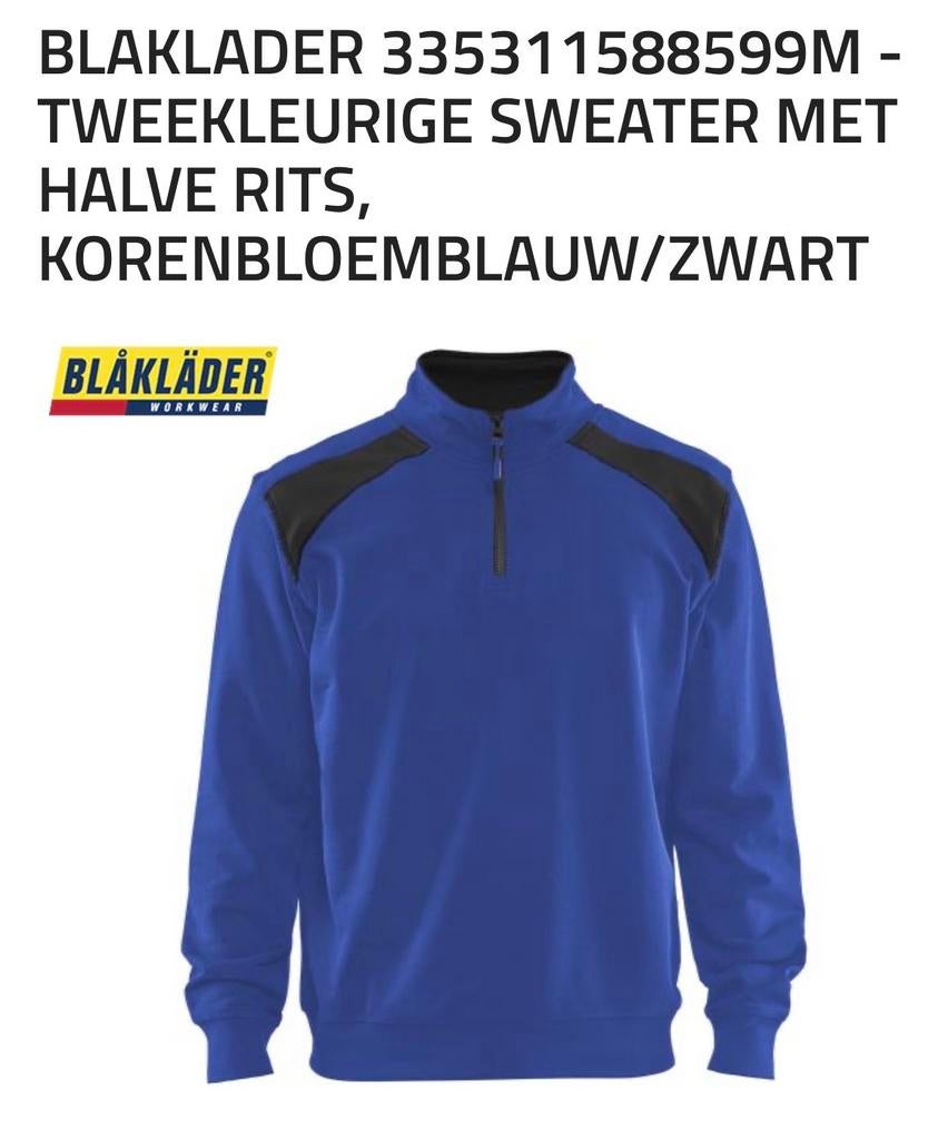 Blaklader Tweekleurige Sweater Halve Rits Nieuw Maat M,L&XL, Ophalen of Verzenden, Nieuw, Heren, Jas
