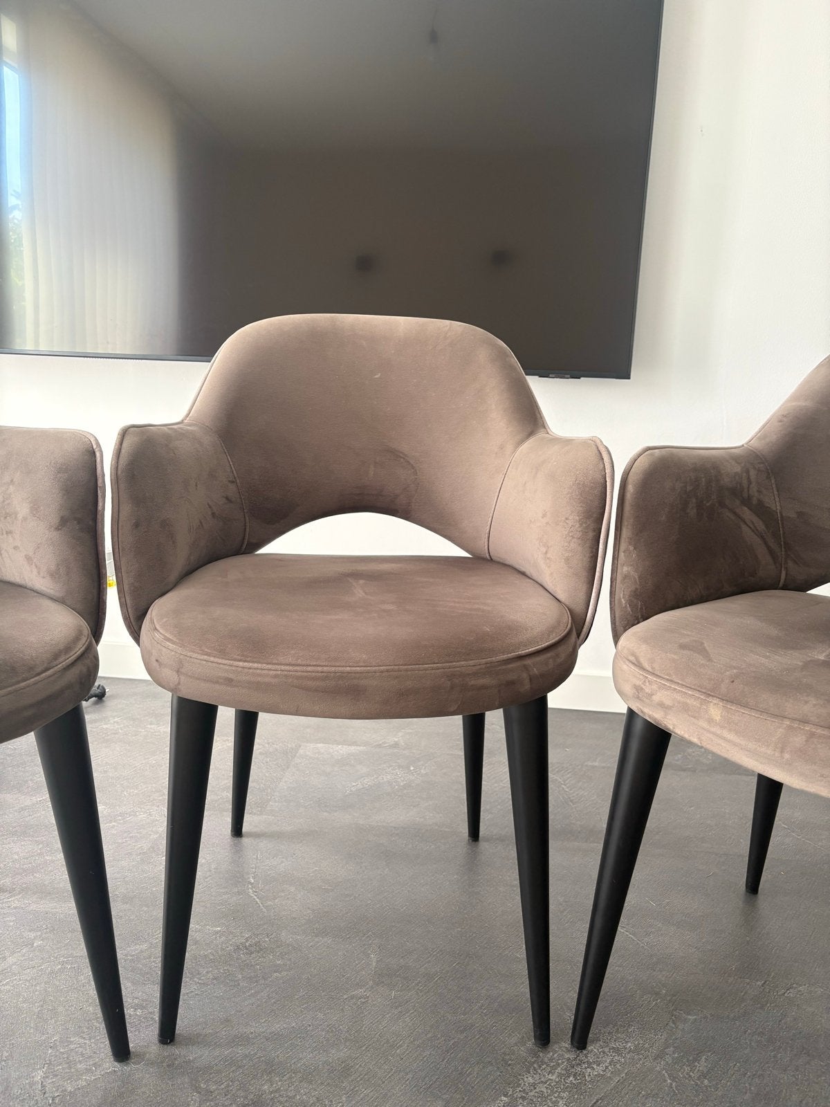 Set van 3 Richmond Interiors eetkamerstoelen, Huis en Inrichting, Stoelen, Ophalen of Verzenden, Zo goed als nieuw, Stof, Drie