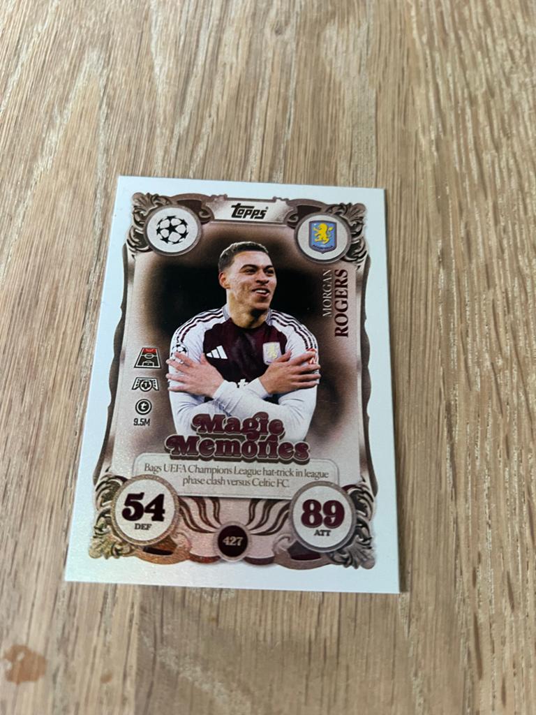 Topps Match Attax Morgan Rogers Aston Villa Kaart, Ophalen of Verzenden, Zo goed als nieuw, Buitenlandse clubs, Spelerskaart