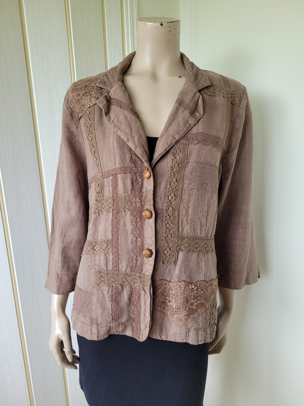 Elisa Cavaletti linnen jasje bruin maat L/40 42/XL, Bruin, Maat 42/44 (L), Ophalen of Verzenden, Zo goed als nieuw
