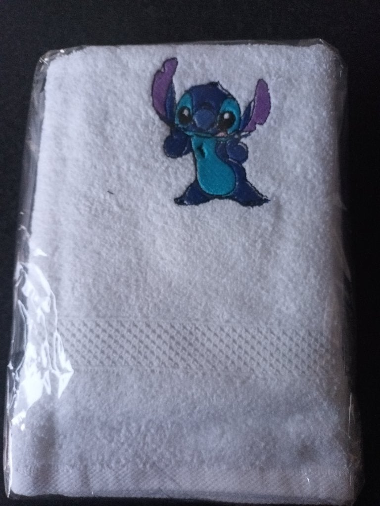 Nieuw geborduurde wit handdoek Stitch (50 x 100 cm), Ophalen of Verzenden, Nieuw, Wit, Handdoek