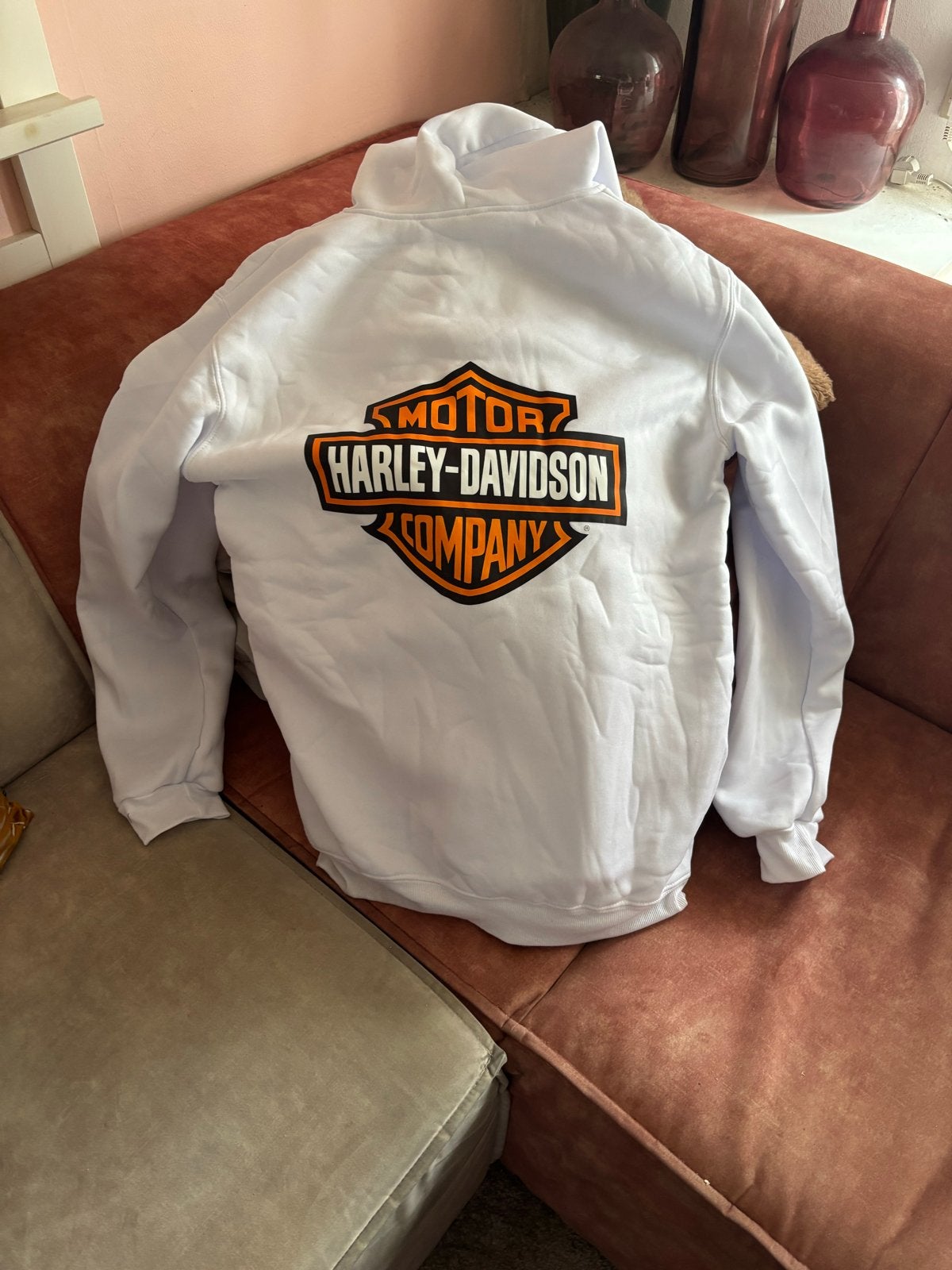 Witte Harley-Davidson Hoodie met Rits maat m, Ophalen of Verzenden, Zo goed als nieuw