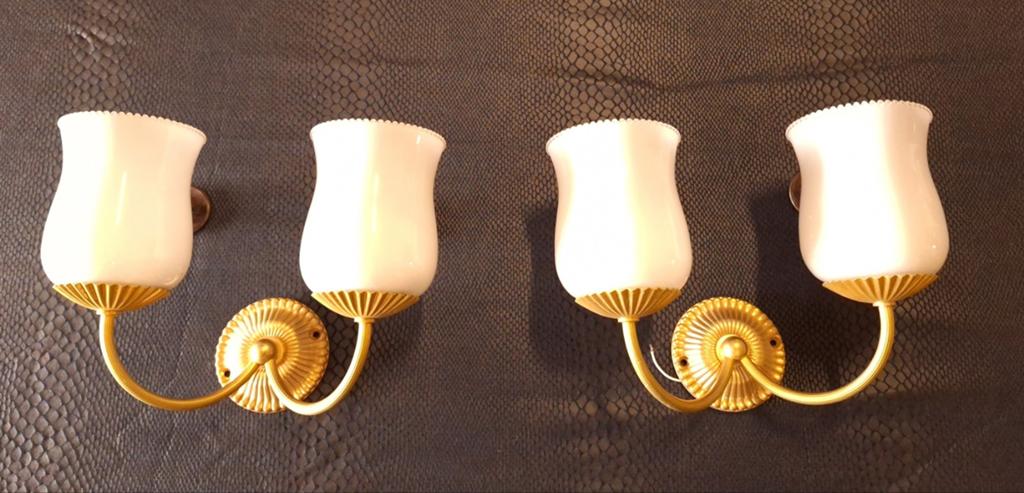 Set vintage brocante wandlampjes, Franse lampjes, Huis en Inrichting, Gebruikt, Vintage, Ophalen of Verzenden, Nvt
