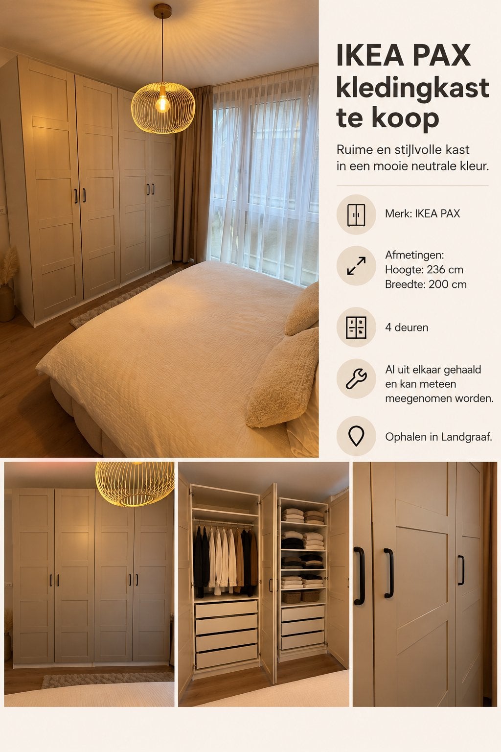 Ikea pax kast, Ophalen, Zo goed als nieuw, 150 tot 200 cm, 200 cm of meer