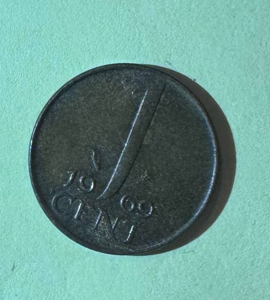 2 munten uit 1969: 1 cent visje en haan, Postzegels en Munten, Munten | Nederland, Ophalen of Verzenden, Koningin Juliana, 1 cent
