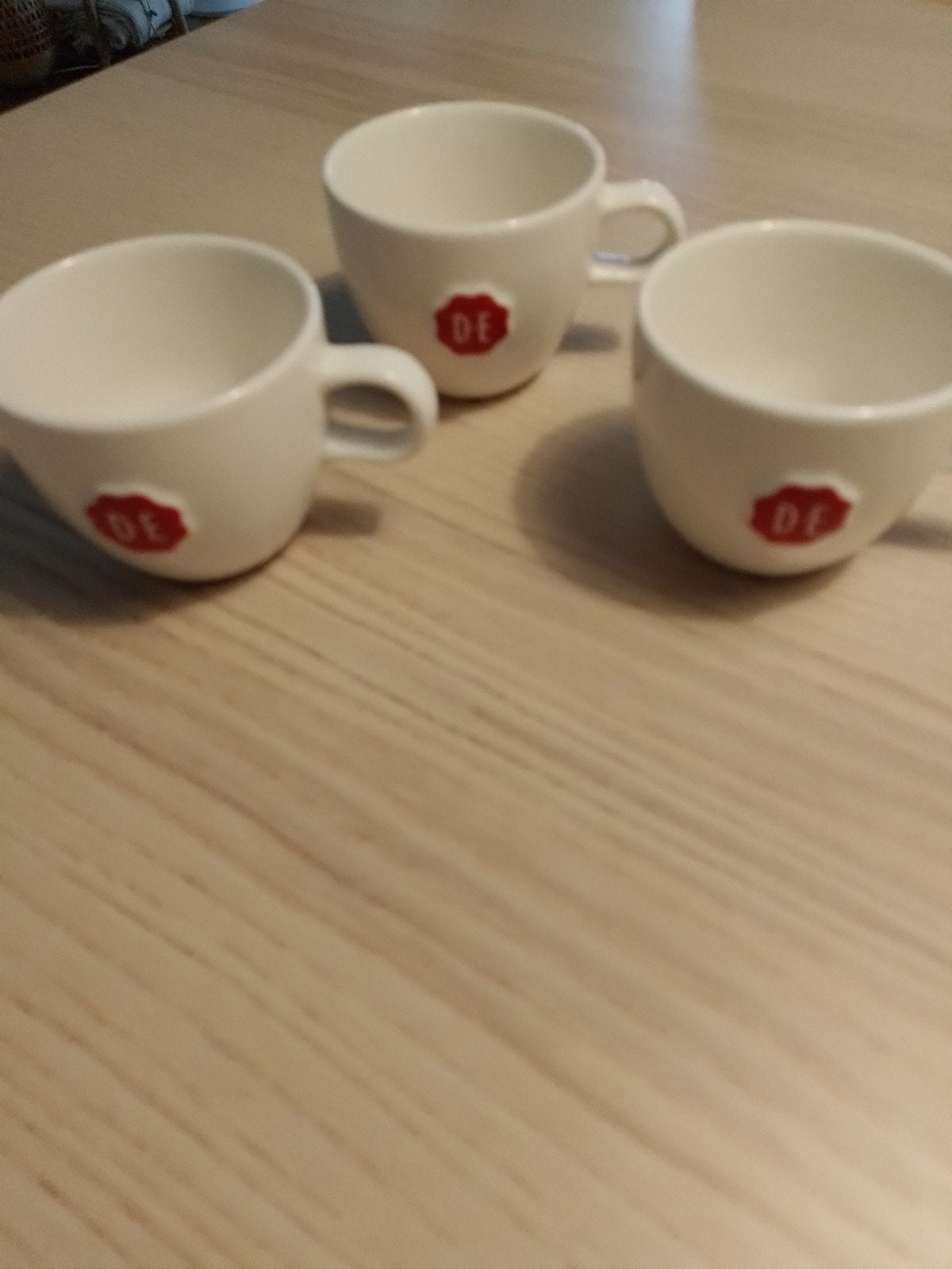 Douwe Egberts Senseo/Espresso Bekers - Set van 3, Ophalen, Gebruikt, Steen/keramiek, Wit