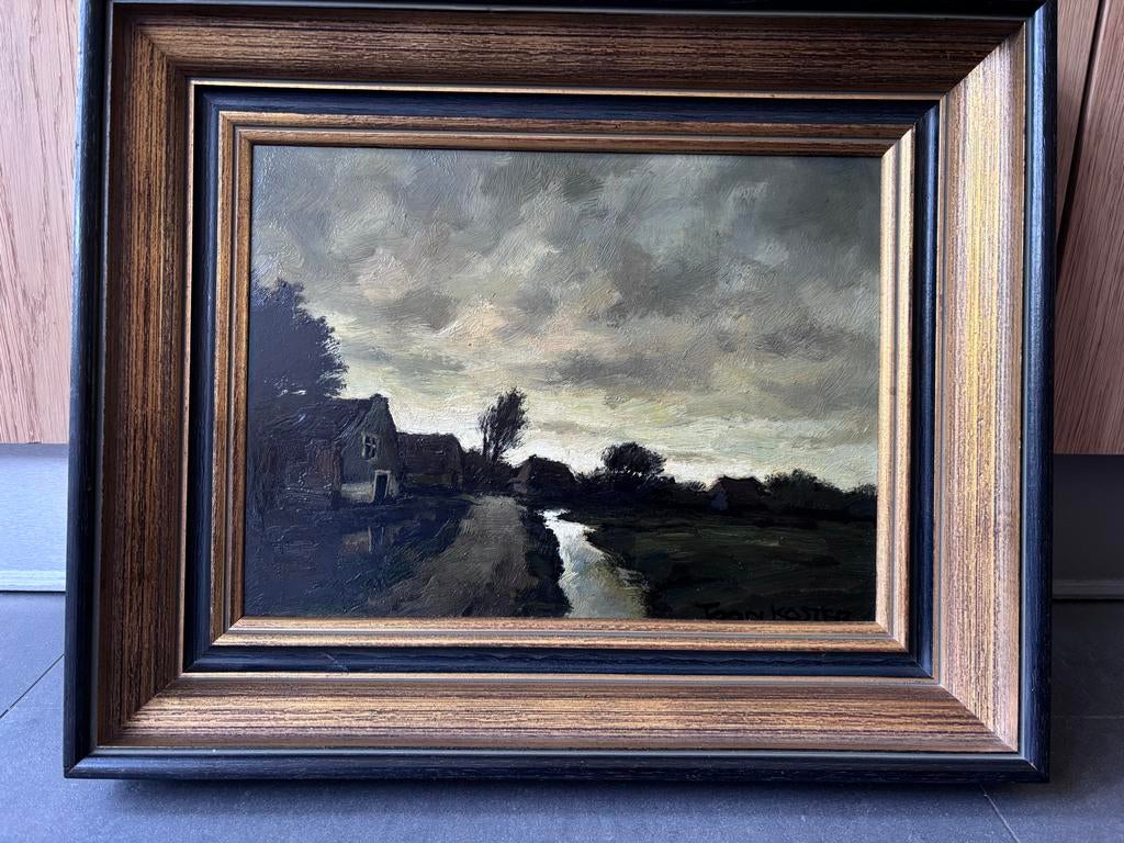Olieverfschilderij Toon Koster - Landschap met boerderijen, Antiek en Kunst, Ophalen
