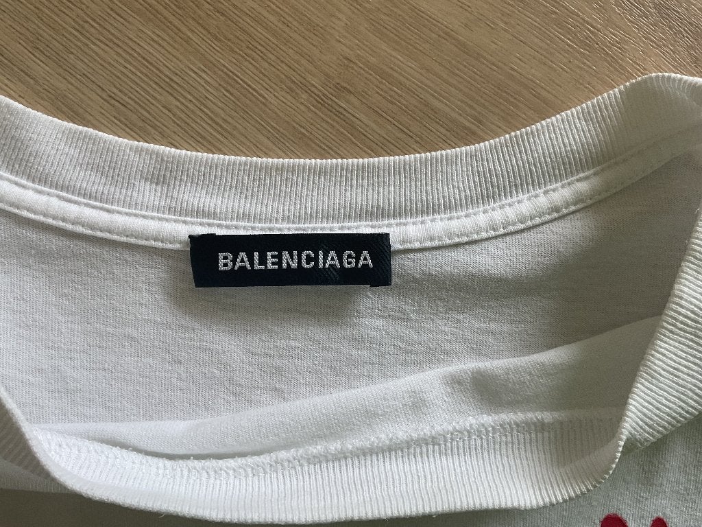 Balenciaga oversized T shirt mt.40 heren authentiek!, Kleding | Heren, T-shirts, Gedragen, Overige maten, Wit, Ophalen of Verzenden