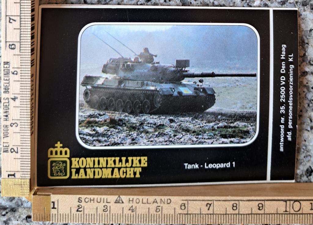 Vintage sticker Koninklijke Landmacht Tank Leopard I leger, Ophalen of Verzenden, Zo goed als nieuw, Overige typen