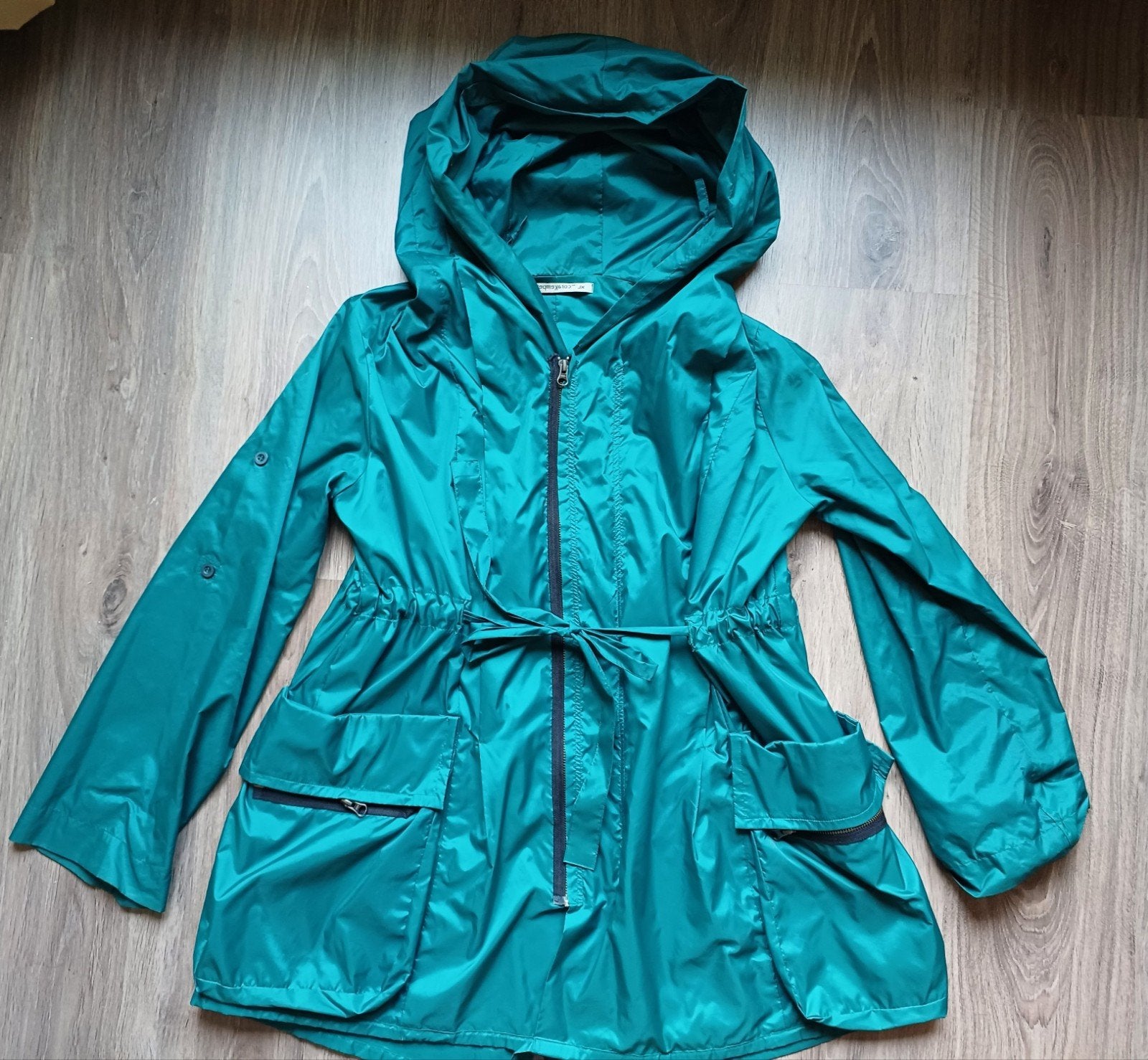 Cora Kemperman Regenjack XL - Blauwgroen met Capuchon, Maat 46/48 (XL) of groter, Ophalen of Verzenden, Groen, Cora Kemperman