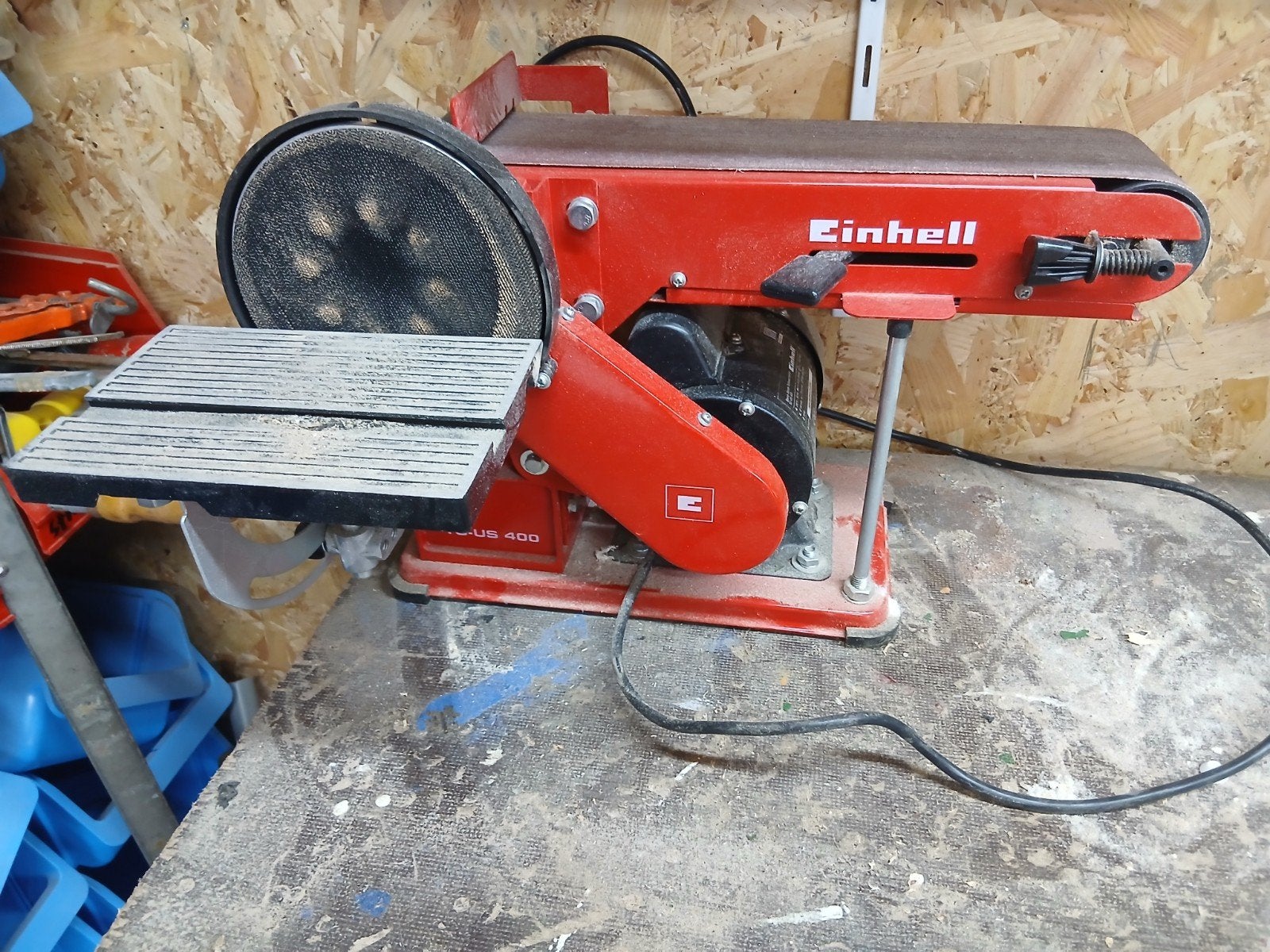 Einhell band en schijfschuurmachine, Ophalen, Zo goed als nieuw, 1200 watt of meer, 30 tot 70 mm