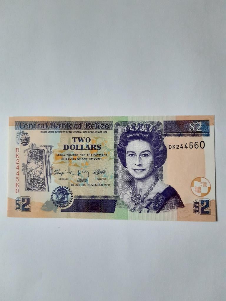 Two dollars 2011 Belize unc kk f.22.6, Ophalen of Verzenden, Midden-Amerika