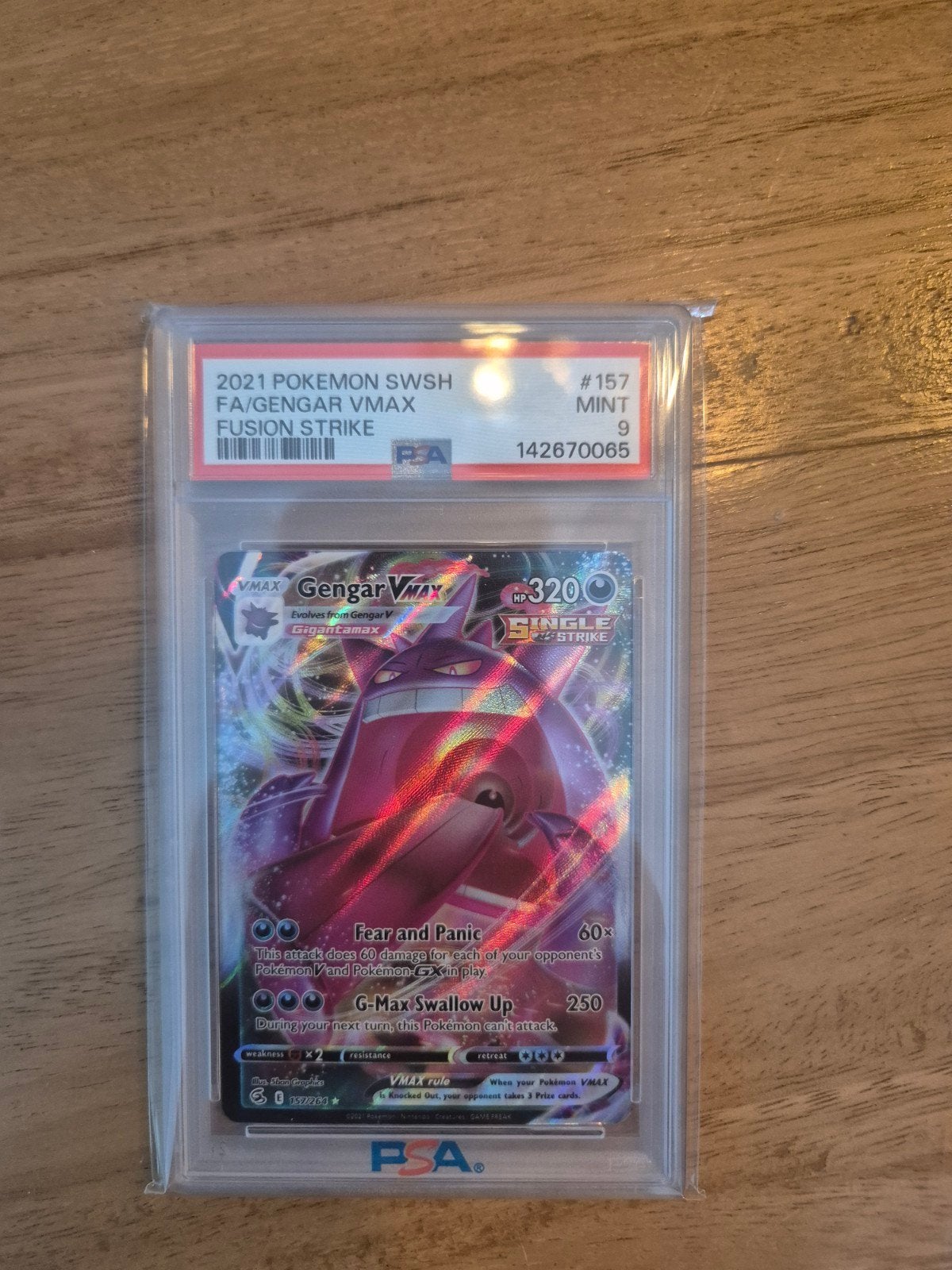 Gengar Vmax #157 fusion strike PSA 9., Ophalen of Verzenden, Zo goed als nieuw