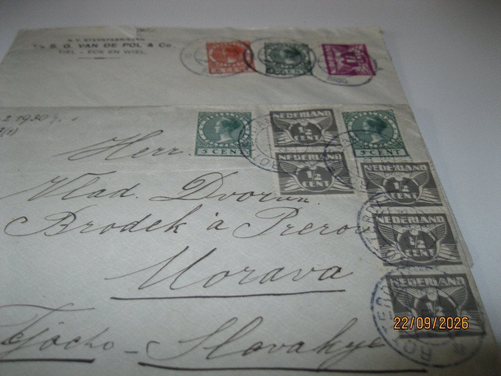 Wilhelmina op brief emissie Veth, Ophalen of Verzenden, Brief