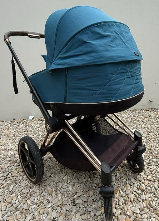 Cybex Priam kinderwagen met reiswieg, zitje en voetenzak, Gebruikt, Combiwagen, Met reiswieg, Ophalen