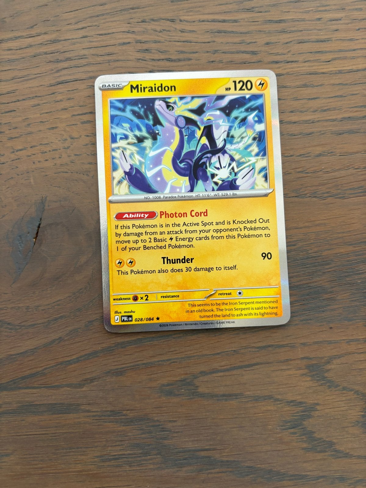 Pokémon Kaart: Miraidon (PBL 028/084) - Basic HP120, Ophalen of Verzenden, Nieuw, Losse kaart
