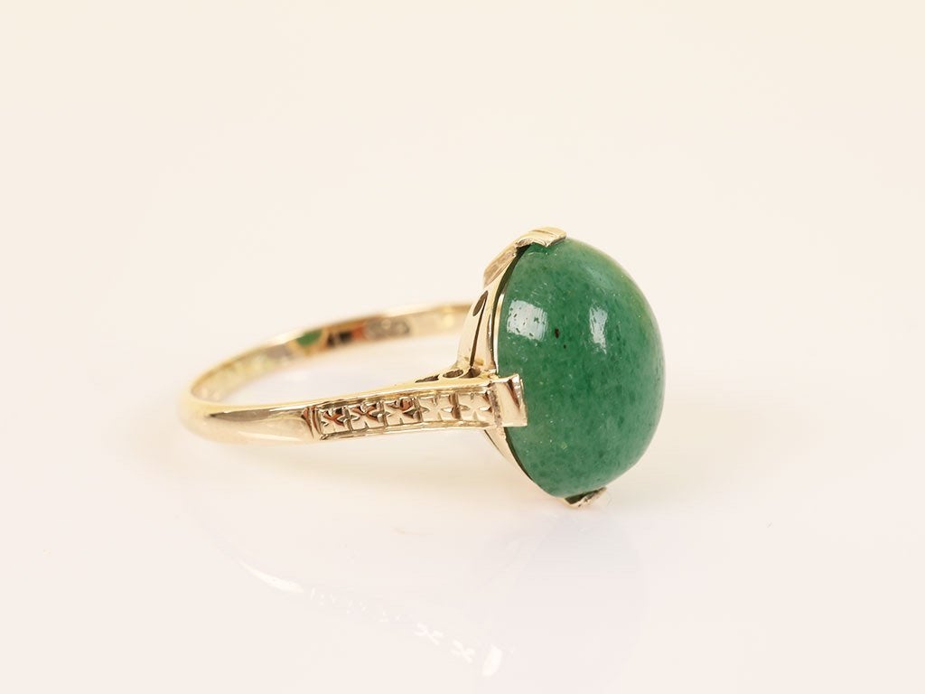 Signature | 14 Karaat Vintage Ring met Jade, Ophalen of Verzenden, Zo goed als nieuw, 17 tot 18, Met edelsteen