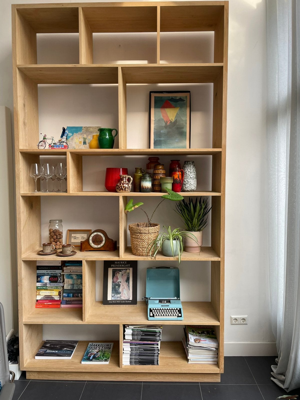 Wandkast vakkenkast boekenkast Houtslager, Ophalen, 200 cm of meer, 150 tot 200 cm, Eikenhout