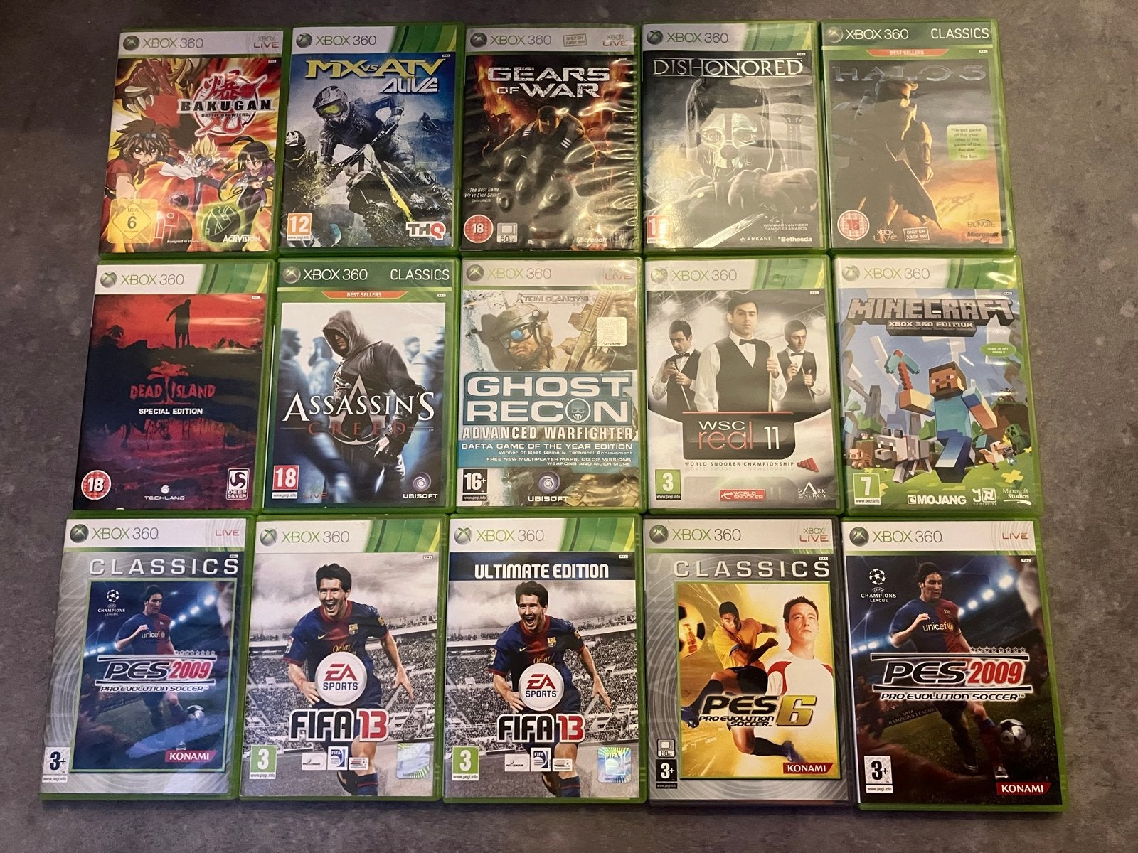 Xbox 360 Games - Halo 3, Gears of War, Minecraft (15 stuks), Gebruikt, Overige genres, Ophalen of Verzenden, Eén computer