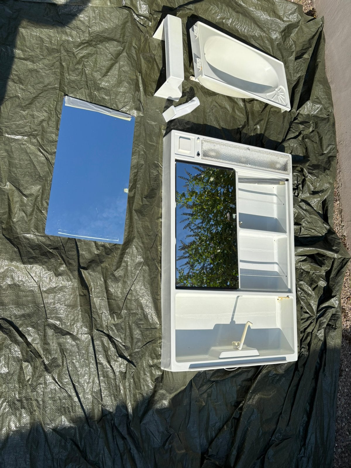 Wasbak met wandmeubel voor toilet caravan, Caravans en Kamperen, Ophalen, Gebruikt