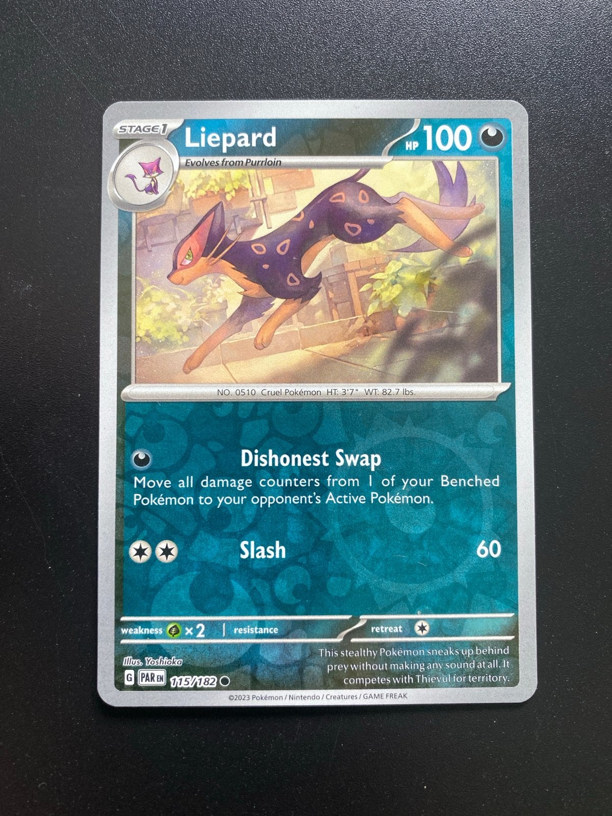 Liepard 115/182 Reverse Holo Pokémon Paradox Rift, Ophalen of Verzenden, Zo goed als nieuw, Losse kaart, Foil