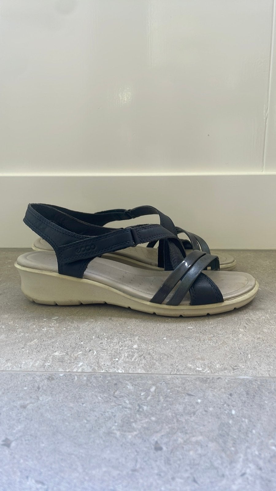 Ecco sandalen 39, Blauw, Gedragen, Sandalen of Muiltjes, Ophalen of Verzenden