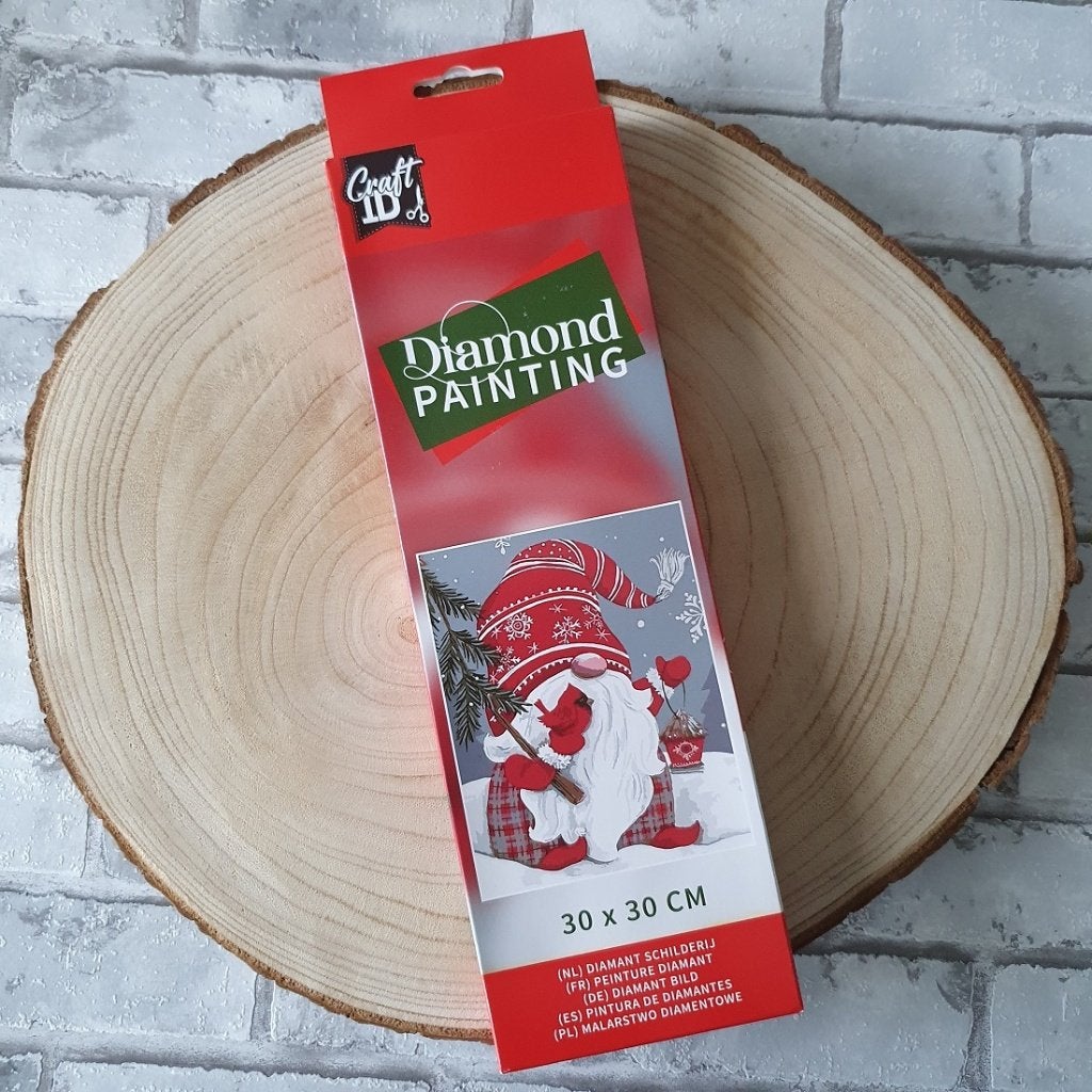 Diamond painting Kerstgnome 30x30cm Zelf maken DIY Kit, D, Nieuw, Ophalen of Verzenden, D