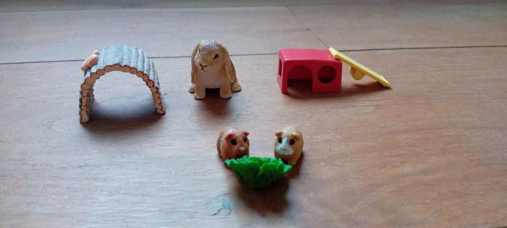Schleich konijn en cavia set met hok en accessoires, Kinderen en Baby's, Speelgoed | Overig, Ophalen of Verzenden, Zo goed als nieuw
