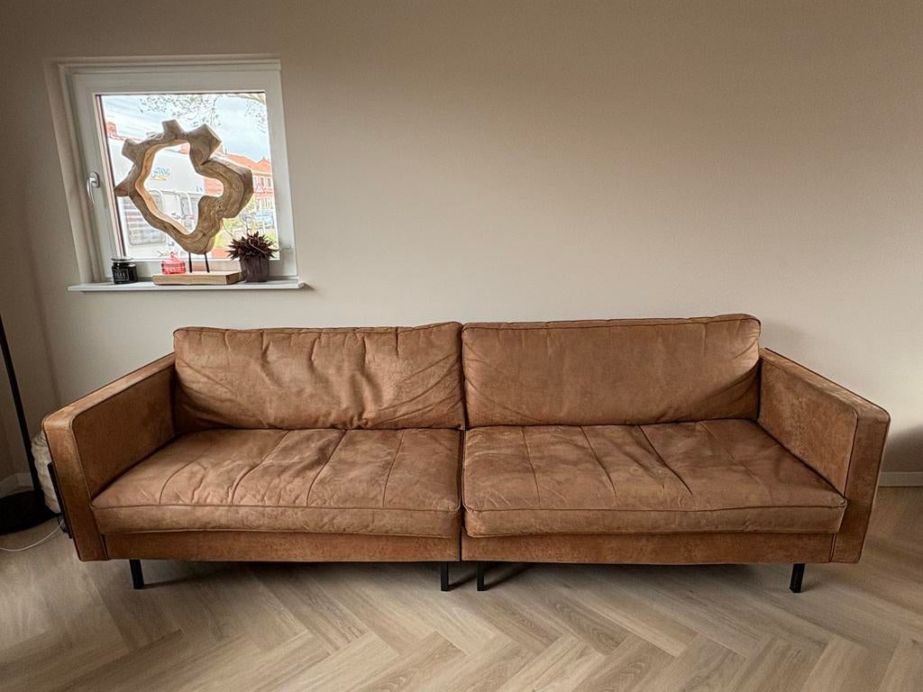 WOOOD Rodeo Classic 3-zits bank ecoleer cognac, Huis en Inrichting, Banken | Bankstellen, 250 tot 300 cm, Gebruikt, Driepersoons