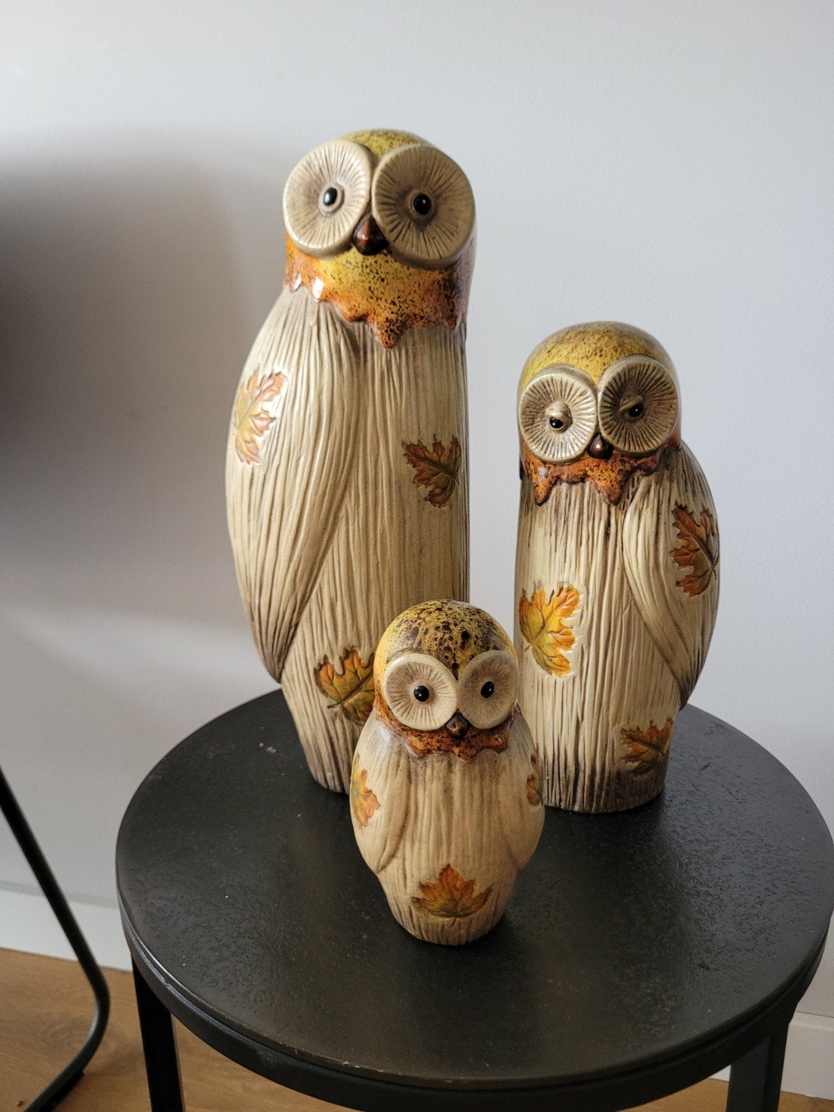 Set van 3 uilen decoratie - Herfst thema, Meerkleurig, Ophalen of Verzenden, Steen/keramiek, Landelijk