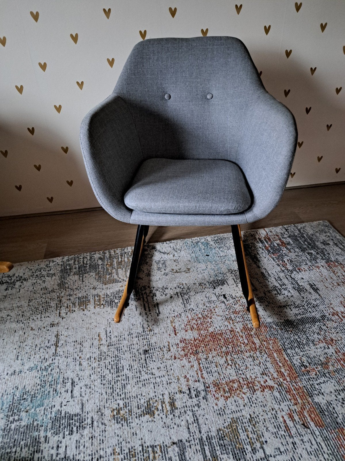 Comfortabele grijze schommelstoel, Huis en Inrichting, Ophalen, Modern, Scandinavisch, Zo goed als nieuw, Stof