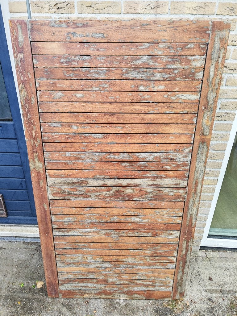 Gebruikte tuintafel: aluminium onderstel / teak blad, Ophalen, Gebruikt, Rechthoekig, Teakhout