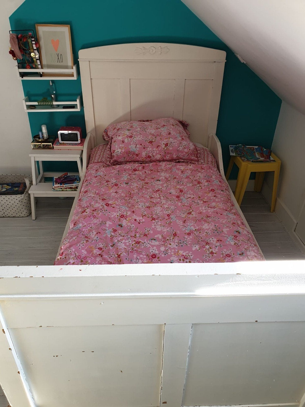 1 persoons bed brocante bed, Huis en Inrichting, Slaapkamer | Complete slaapkamers, Ophalen, Gebruikt, Eenpersoons, Vintage