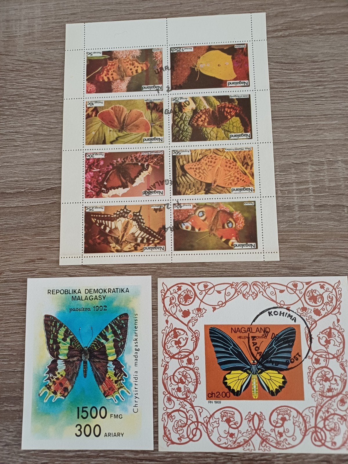 Vlinders 3 x blok  gestempeld  / postfris, Ophalen of Verzenden, Dier of Natuur