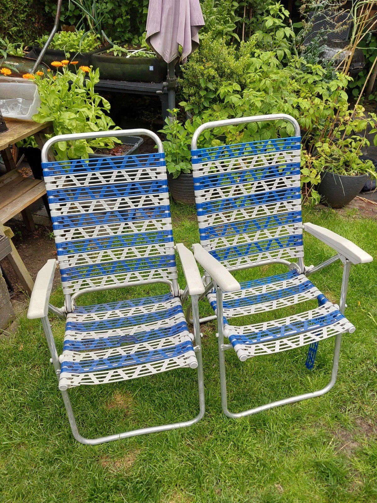 2 camping stoelen, Ophalen of Verzenden, Gebruikt, Aluminium