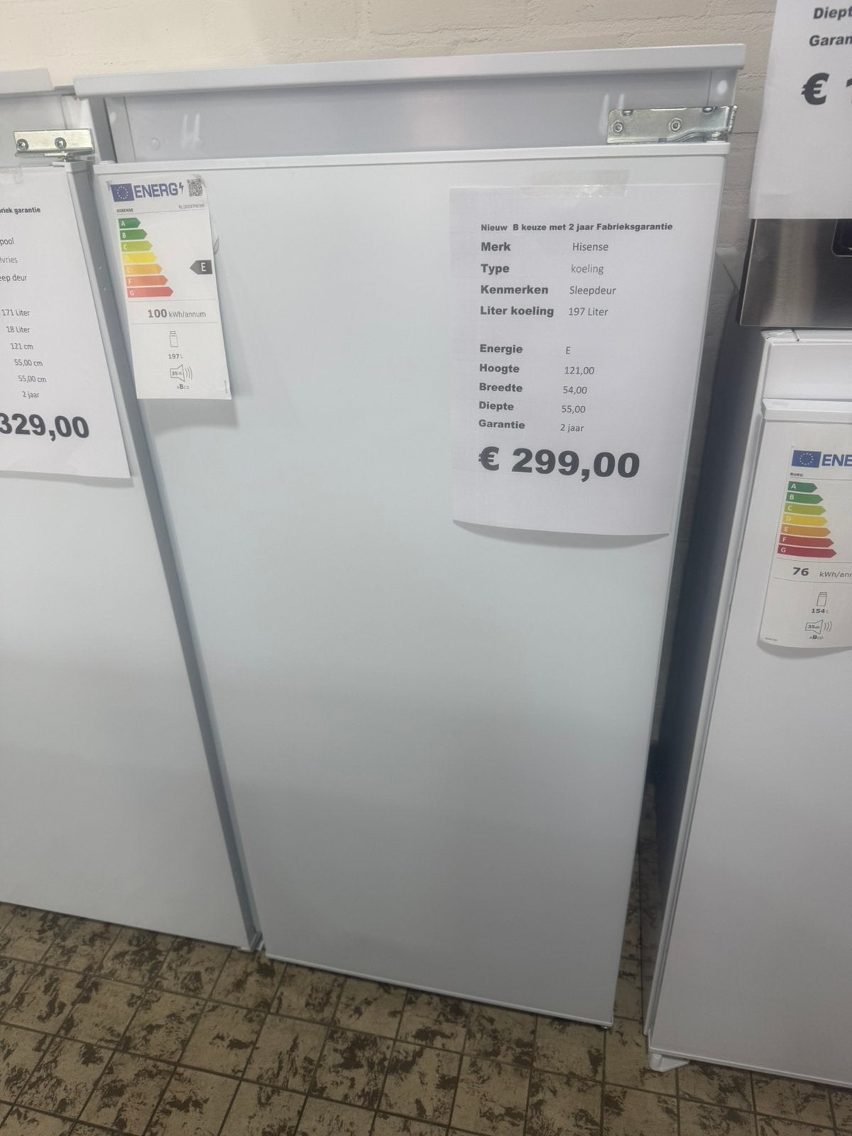 Inbouw koelkast 121 nis maat sleepdeur nieuw, Witgoed en Apparatuur, Ophalen, Hisense, Met aparte vriezer, Nieuw