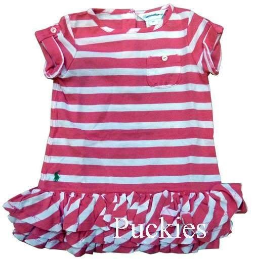 Roze/wit gestreepte RALPH LAUREN jurk maat 68 *NIEUW*, Kinderen en Baby's, Babykleding | Maat 68, Meisje, Jurkje of Rokje, Nieuw